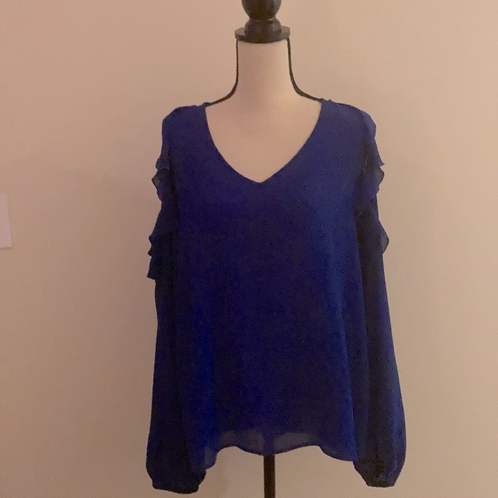 Womens Royal Blue Cold Shoulder Blouse  (L)
